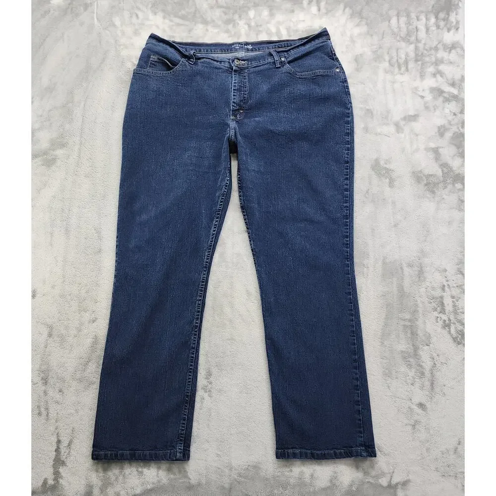 Lee Riders Jeans Womens 22W Blue Indigo Classic Fit Straight Leg Stretch Denim